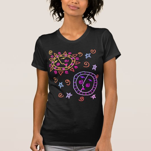 Sun en Moon Abstracte kunst om te Draag T-shirt (Voorkant)