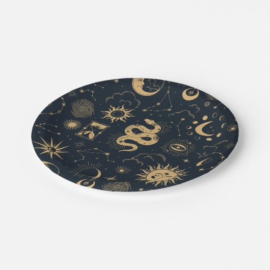 Sun en Moon-Astronomy Witch Papieren Bordje (Gekanteld)