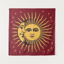 Sun en Moon Face Bohemian  gold & red