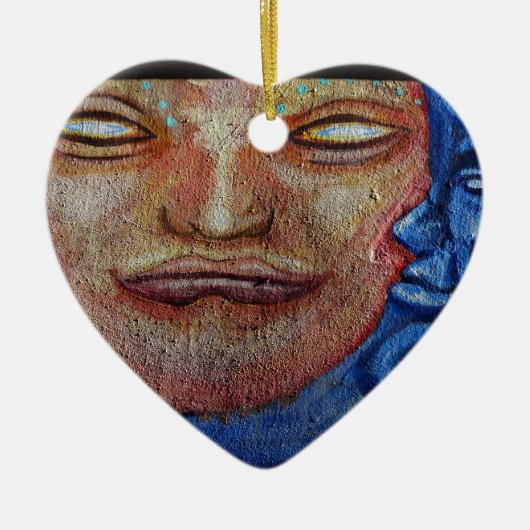 Sun en Moon Face Graffiti Keramisch Ornament (Voorkant)