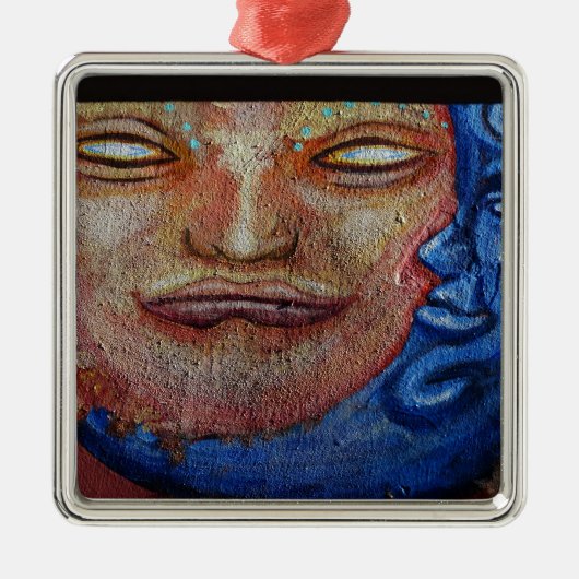 Sun en Moon Face Graffiti Metalen Ornament (Voorkant)