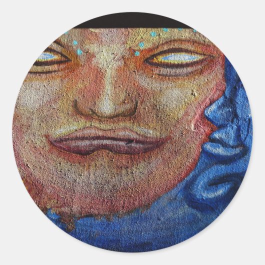 Sun en Moon Face Graffiti Ronde Sticker (Voorkant)