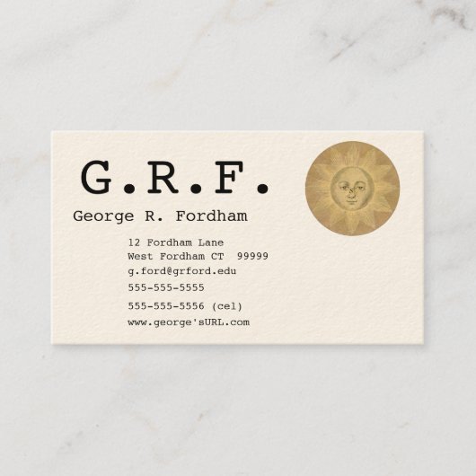 Sun en Moon Monogram Visitekaartje (Voorkant)