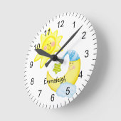 Sun en Moon Nursery Monogrammed Ronde Klok (Hoek)