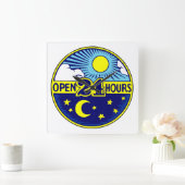 Sun en Moon Open 24 uur Vierkante Klok (Huis)