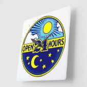 Sun en Moon Open 24 uur Vierkante Klok (Hoek)