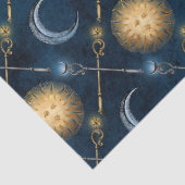 Sun en Moon Pattern op Blue Decoupage Tissuepapier (Detail)