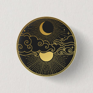 Sun en Moon Ronde Button 3,2 Cm