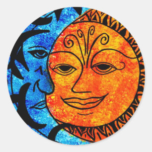 Sun en Moon Ronde Sticker