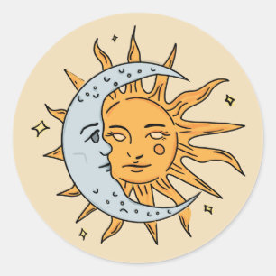Sun en Moon Ronde Sticker