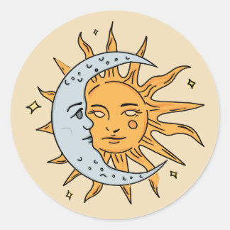 Sun en Moon Ronde Sticker