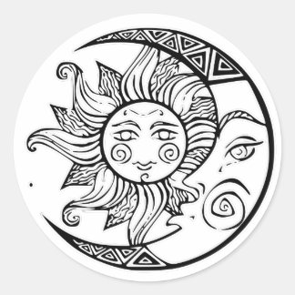 Sun en Moon Ronde Sticker
