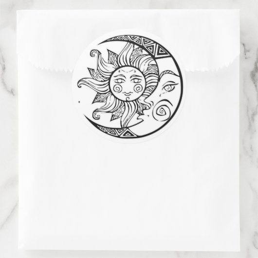 Sun en Moon Ronde Sticker (Tas)