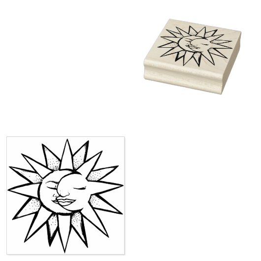 Sun en Moon Rubberstempel (Gestempeld)