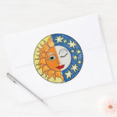 Sun en Moon Samen Ronde Sticker (Envelop)