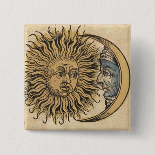 Sun en Moon Vierkante Button 5,1 Cm (Voorkant)