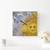 Sun en Moon Vierkante Klok (Huis)