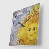 Sun en Moon Vierkante Klok (Hoek)