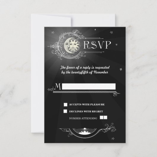 Sun en Moon Wedding RSVP-kaart RSVP Kaartje (Voorkant)