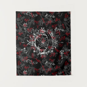 Sun en Moon, Wicca, heks, Pagan, Halloween Wandkleed