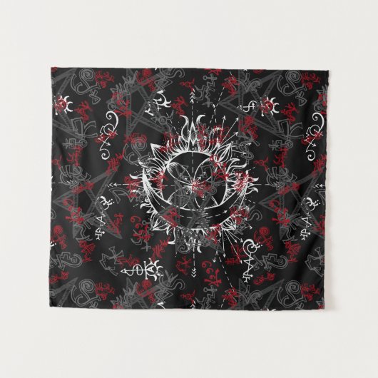 Sun en Moon, Wicca, heks, Pagan, Halloween Wandkleed (Voorkant (horizontaal))