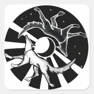 Sun en Moon Wolves Vierkante Sticker