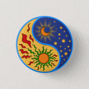 Sun en Moon Yin Yang Colorful Ronde Button 3,2 Cm