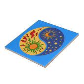 Sun en Moon Yin Yang Colorful Tegeltje (Zijkant)