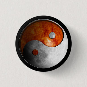 Sun en Moon Yin Yang Ronde Button 3,2 Cm