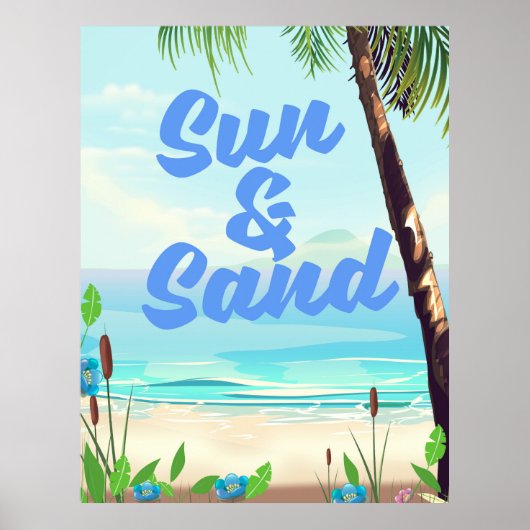 Sun en Sand inspirerend quote cartoon poster la (Voorkant)