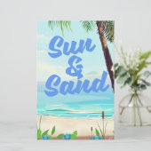 Sun en Sand inspirerend quote cartoon poster la Briefpapier (Staand voorkant)