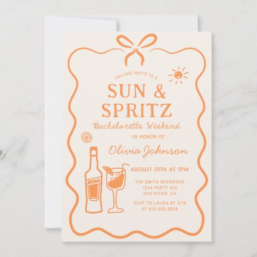 Sun en Spritz vrijgezellenfeest uitnodiging (Voorkant)