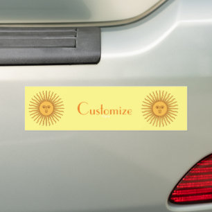 Sun face Art Illustration Thunder_Cove Bumpersticker