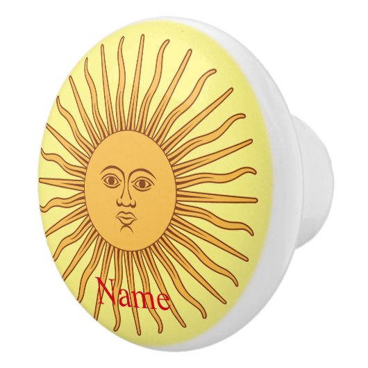 Sun face Art Illustration Thunder_Cove Keramische Knop (Rechts)