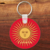 Sun face Art Illustration Thunder_Cove Sleutelhanger (Achterkant)
