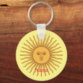 Sun face Art Illustration Thunder_Cove Sleutelhanger (Voorkant)