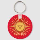 Sun face Art Illustration Thunder_Cove Sleutelhanger (Achterkant)