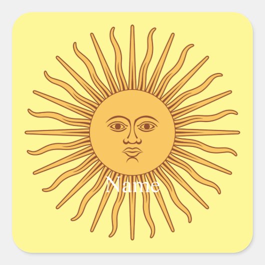 Sun face Art Illustration Thunder_Cove Vierkante Sticker (Voorkant)