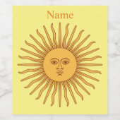 Sun face Art Illustration Thunder_Cove Wijn Etiket (Enkel label)