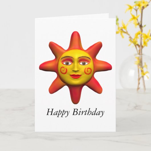 Sun face - Birthday Kaart (Gele Bloem)