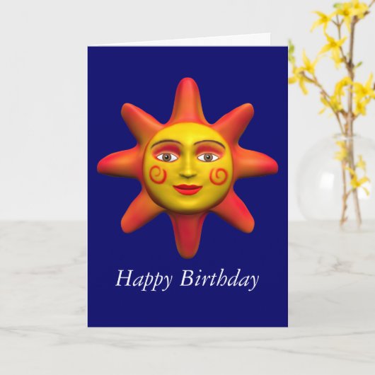 Sun face - Birthday Kaart (Gele Bloem)