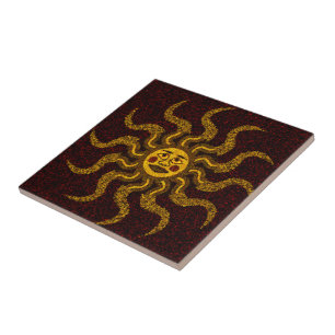 Sun Face Ceramic Tile Tegeltje