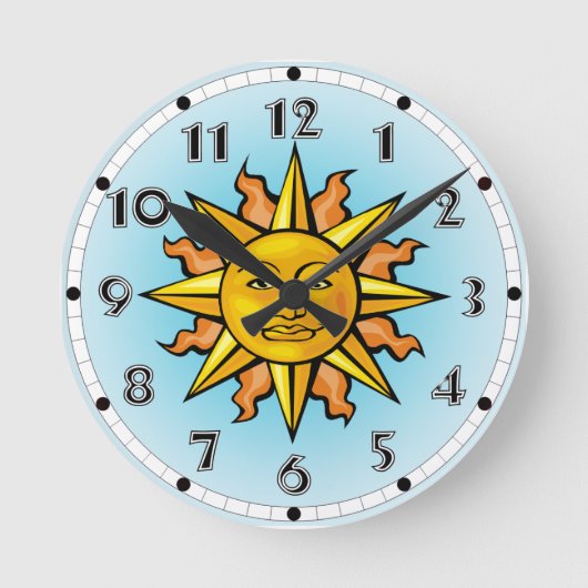 Sun Face Clock Ronde Klok (Voorkant)