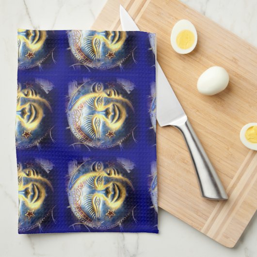 Sun Face / Moon Face keukenhanddoek (Quarter Fold)