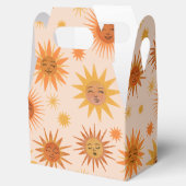 Sun Face Oranje Waterverf Illustratie Bedankdoosjes (Geopend)