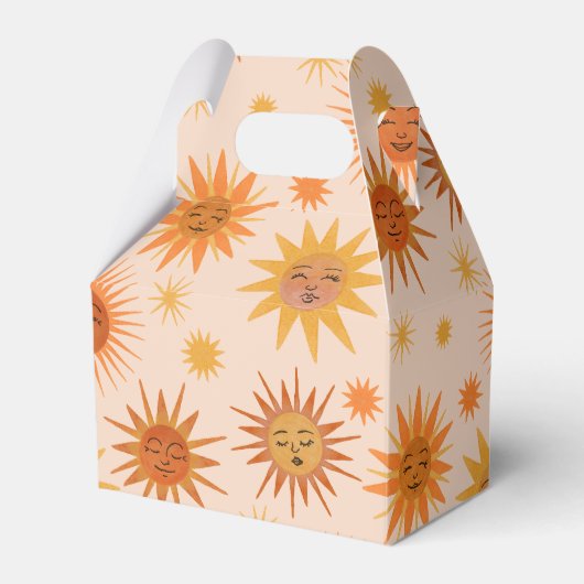 Sun Face Oranje Waterverf Illustratie Bedankdoosjes (Voorkant Zijde)
