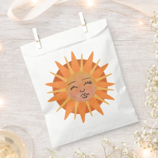 Sun Face Oranje Waterverf Illustratie Bedankzakje (Geknipt)