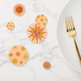 Sun Face Oranje Waterverf Illustratie Confetti