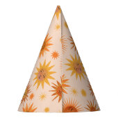 Sun Face Oranje Waterverf Illustratie Feesthoedjes (Achterkant)