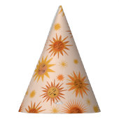 Sun Face Oranje Waterverf Illustratie Feesthoedjes (Links)